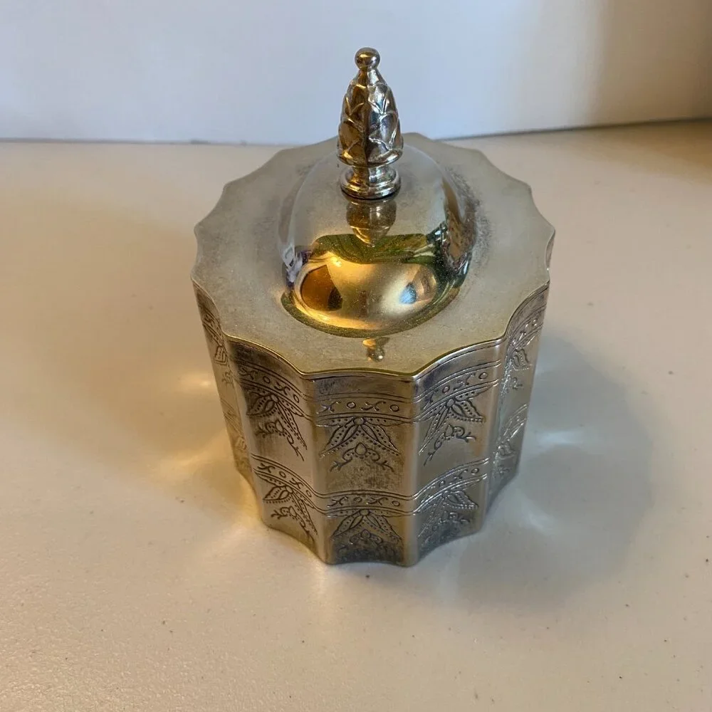 VTG 1991 Godinger Silver Plated Paul Revere Trinket Box with Red Velvet Lining